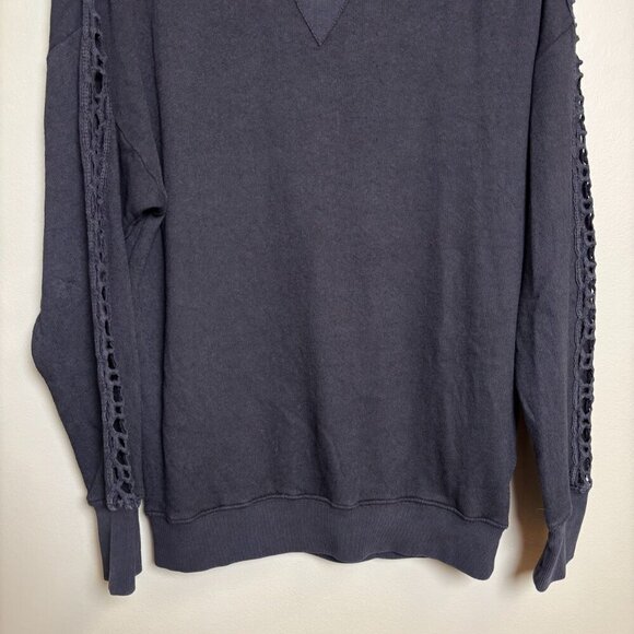 Pam & Gela Womens Sweater Sweatshirt Size Small Black Crochet Grunge Dark Goth - Picture 5 of 15